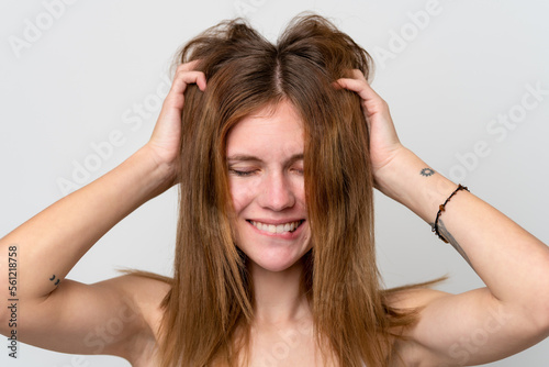 Young English woman with happy expression. Close up portrait