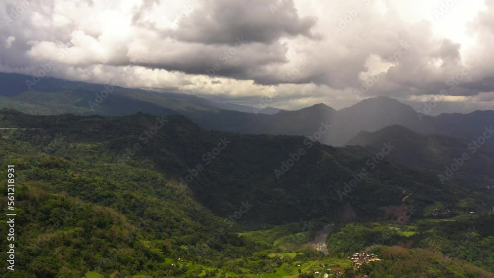 Tropical landscape with mountains and jungle in Philippines.