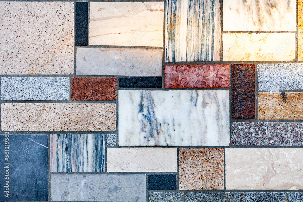 The texture of various fragments of marble walls