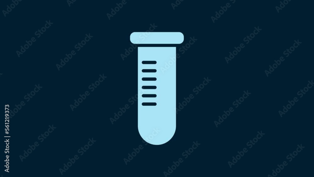 White Test tube or flask - chemical laboratory test icon isolated on blue background. Laboratory, scientific glassware sign. 4K Video motion graphic animation White Test tube or flask - chemical laboratory test icon isolated on blue background. Laboratory, scientific glassware sign. 4K Video motion graphic animation