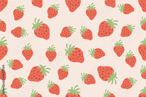 Seamless pattern strawberry, organic fruit. Print for packaging, fabrics, wallpapers, textiles. Vector illustration.