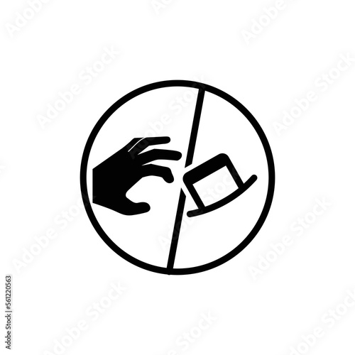 Beware of pickpockets hand stealing phone in pocket icon sign vector pictogram. Public transportation warning symbol. 