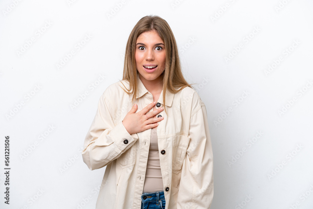 Young caucasian woman isolated on white bakcground pointing to oneself Young caucasian woman isolated on white bakcground pointing to oneself