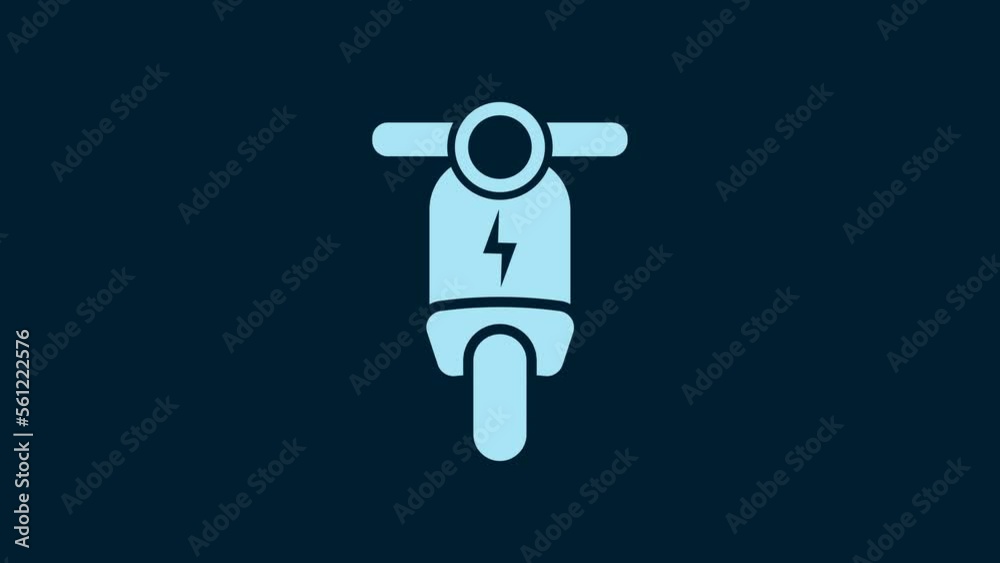 White Electric scooter icon isolated on blue background. 4K Video motion graphic animation White Electric scooter icon isolated on blue background. 4K Video motion graphic animation