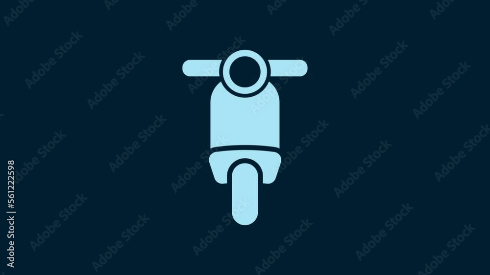 White Scooter icon isolated on blue background. 4K Video motion graphic animation White Scooter icon isolated on blue background. 4K Video motion graphic animation