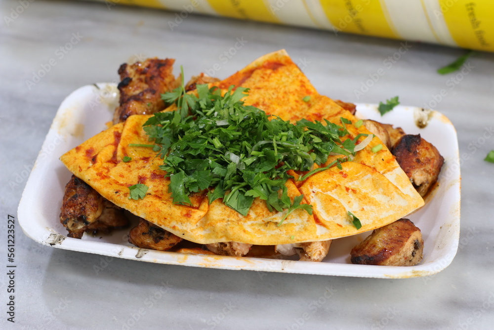 Grilled Meat Plate Spicy Food with Parsley and Pita Bread Grilled Meat Plate Spicy Food with Parsley and Pita Bread
