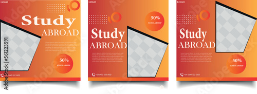 Vector study abroad social media post or education square flyer template