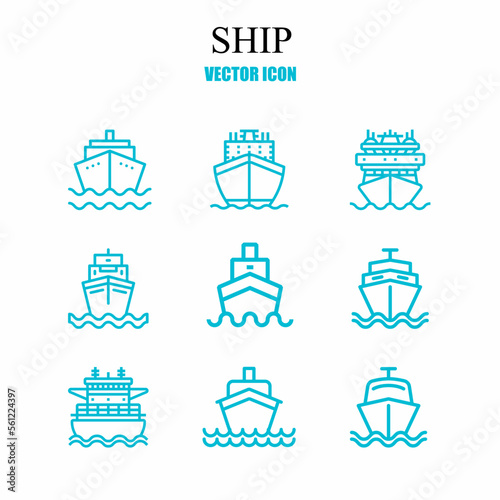 Nautical ship icon template set. Stock vector illustration.