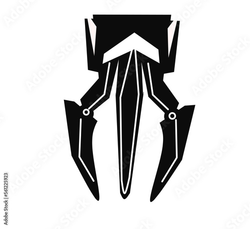Scrap steel grabber vector icon. Also called grab bucket or scrap claw. Machine part of crane with hydraulic system for scrap metal, iron, junk and garbage