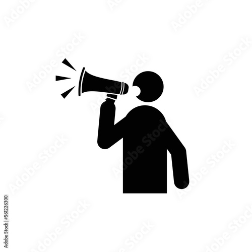 Man shouting in megaphone icon vector. We are hiring announcement vector illustration. 