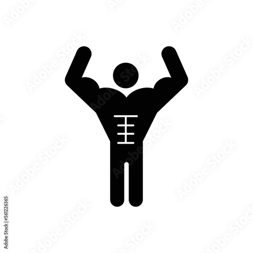 Wallpaper Mural Muscular man front double biceps pose. Bodybuilder logo icon pictogram. Torontodigital.ca