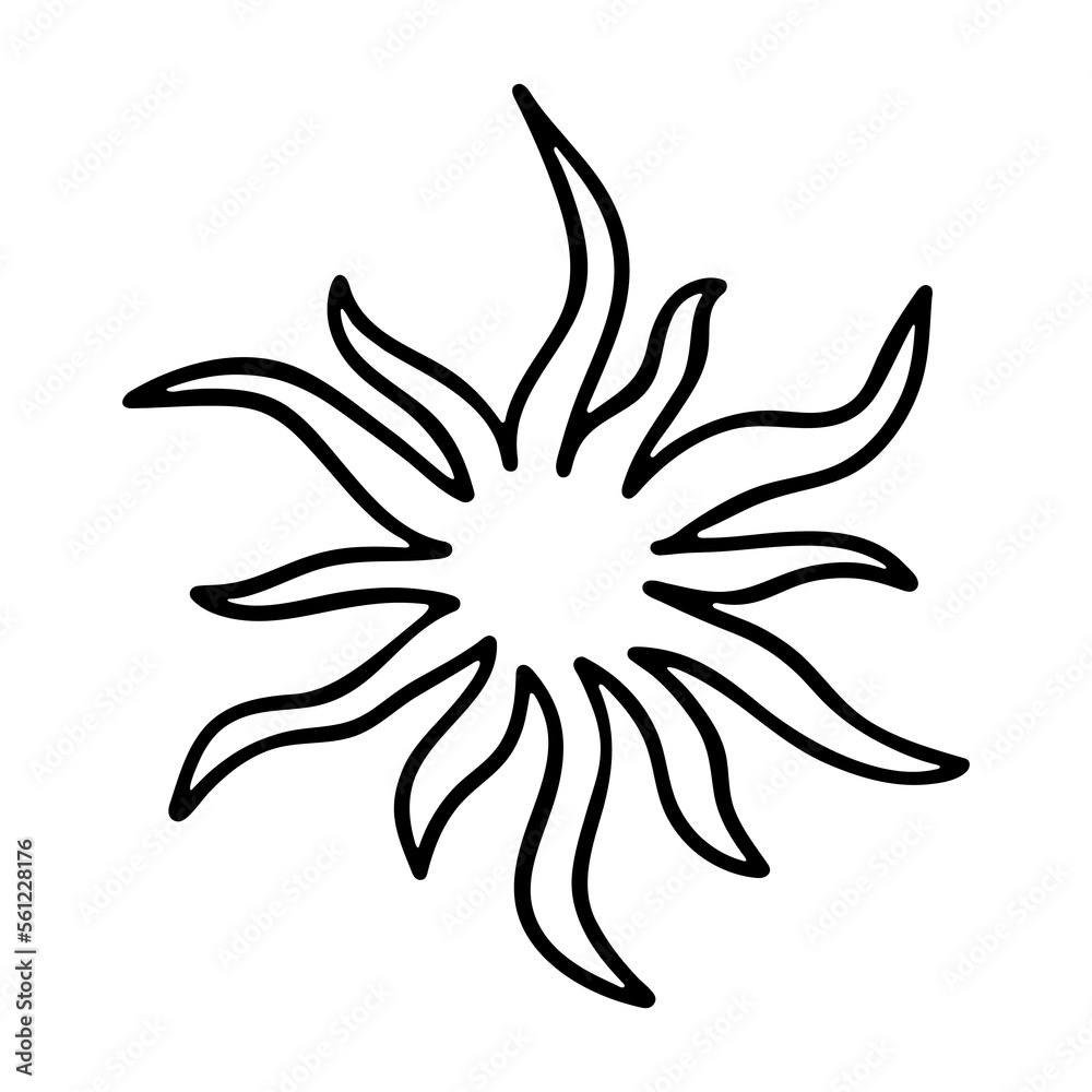 Hand drawn abstract sun symbol. Summer doodle. Single vector element for design Hand drawn abstract sun symbol. Summer doodle. Single vector element for design