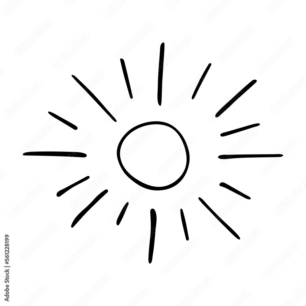 Hand drawn abstract sun symbol. Summer doodle. Single vector element for design