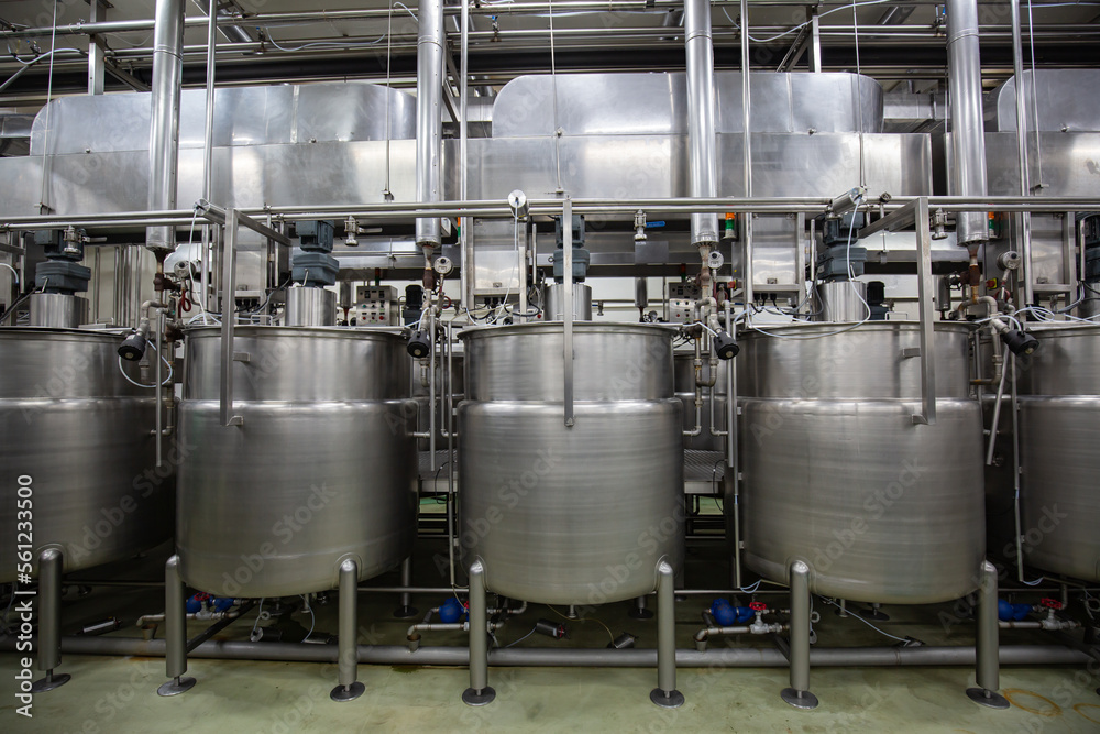 Modern coconut milk cellar with stainless steel tanks Modern coconut milk cellar with stainless steel tanks