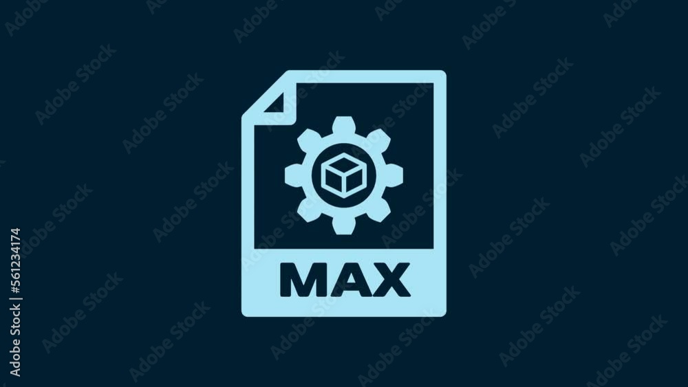 White MAX file document. Download max button icon isolated on blue background. MAX file symbol. 4K Video motion graphic animation White MAX file document. Download max button icon isolated on blue background. MAX file symbol. 4K Video motion graphic animation