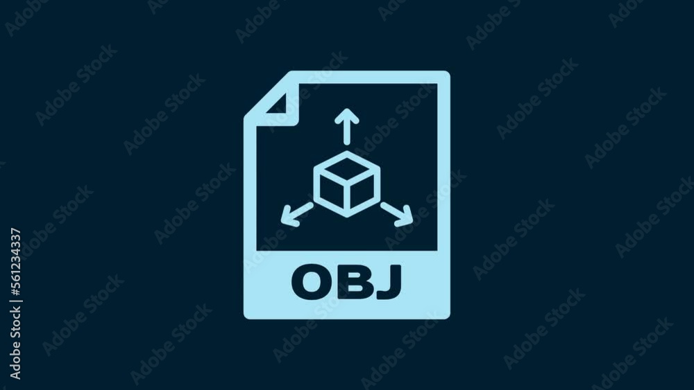 White OBJ file document. Download obj button icon isolated on blue background. OBJ file symbol. 4K Video motion graphic animation White OBJ file document. Download obj button icon isolated on blue background. OBJ file symbol. 4K Video motion graphic animation