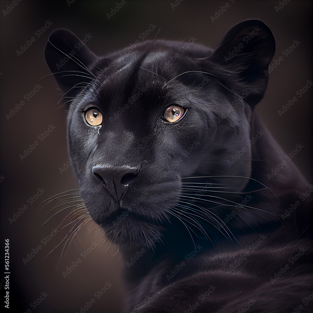 Close up portrait of a panther. Generative Ai.