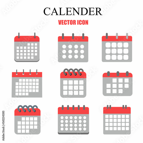 Calendar icon vector template set. Stock vector.