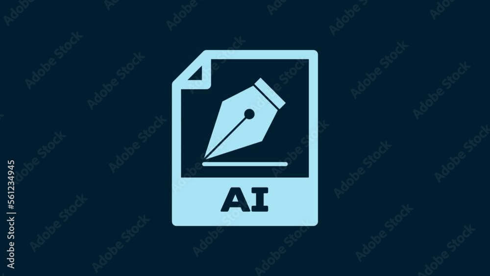 White AI file document. Download ai button icon isolated on blue background. AI file symbol. 4K Video motion graphic animation White AI file document. Download ai button icon isolated on blue background. AI file symbol. 4K Video motion graphic animation