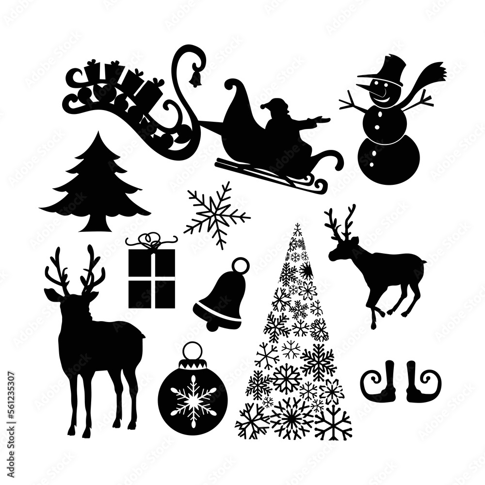 Christmas Shapes vector clipart illustration, vector clipart on white ...