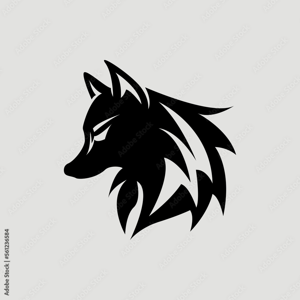 Fototapeta premium illustration silhouette wolf logo design