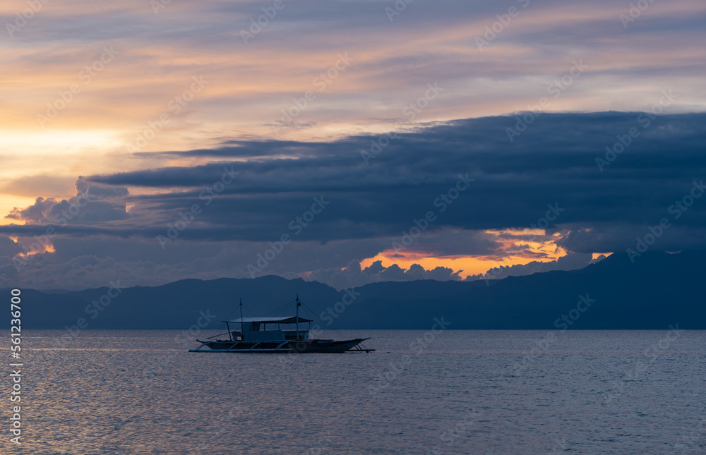 Sunset on the coast of Moalboal,Cebu,  Philippines.
Colorful sky and clouds