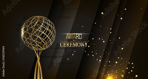 Golden trophy, gold cup award. Realistic vector illustration isolated