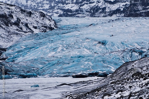 glacier covered mountains in winter