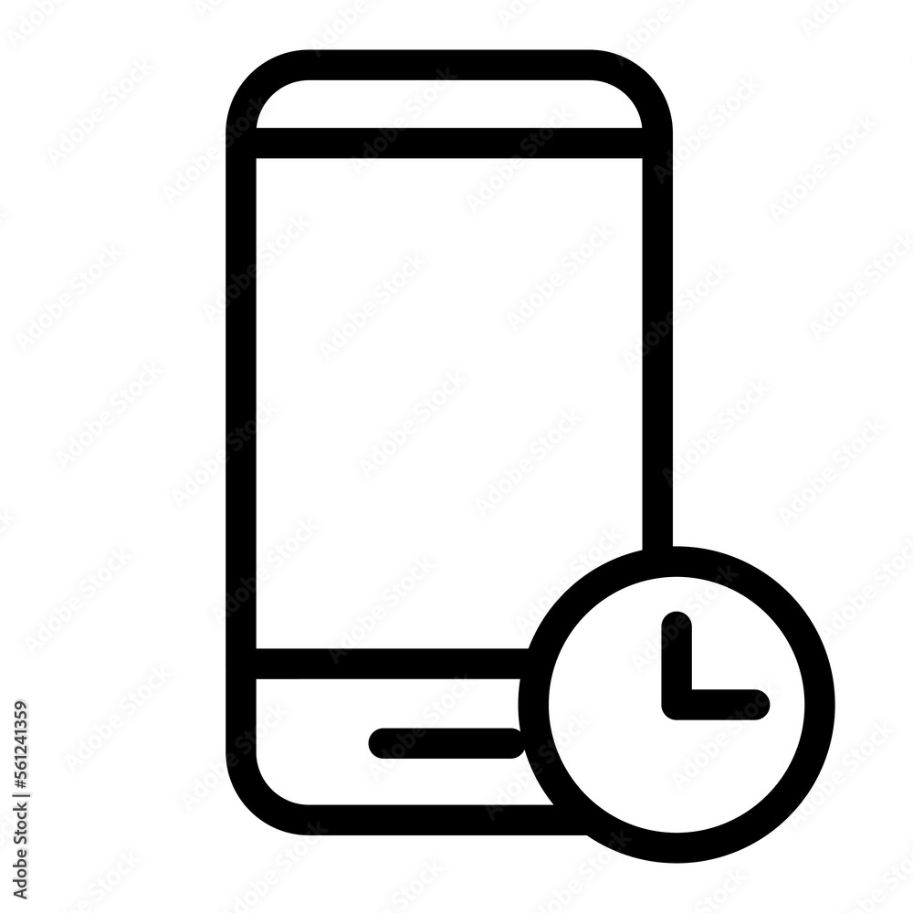 Smartphone wait icon line isolated on white background. Black flat thin icon on modern outline style. Linear symbol and editable stroke. Simple and pixel perfect stroke vector illustration. Smartphone wait icon line isolated on white background. Black flat thin icon on modern outline style. Linear symbol and editable stroke. Simple and pixel perfect stroke vector illustration.