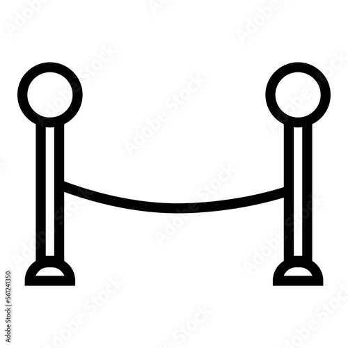 Retractable belt stanchion line icon isolated on white background. Black flat thin icon on modern outline style. Linear symbol and editable stroke. Simple and pixel perfect stroke vector illustration.