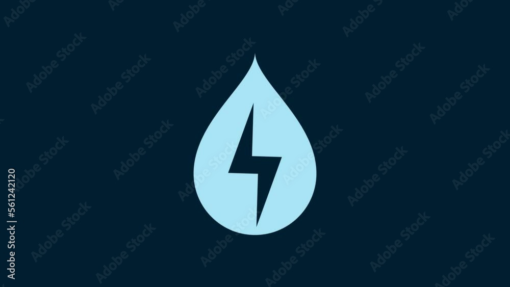 White Water energy icon isolated on blue background. Ecology concept with water droplet. Alternative energy concept. 4K Video motion graphic animation White Water energy icon isolated on blue background. Ecology concept with water droplet. Alternative energy concept. 4K Video motion graphic animation