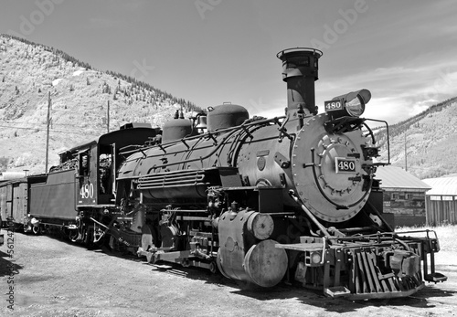 Simulated old photograph of an American steam locomotive