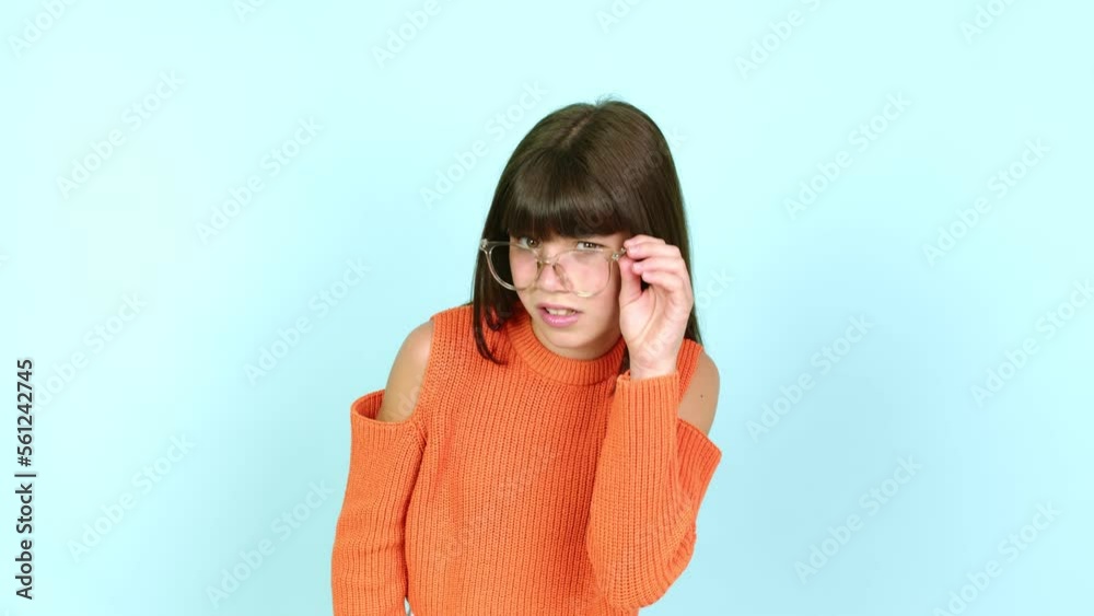 Little girl with glasses and surprised Little girl with glasses and surprised