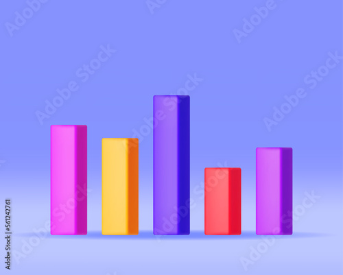 3D Growth Stock Diagram Isolated. Render Stock Bars Shows Growth or Success. Financial Item  Business Investment  Financial Market Trade. Money and Banking. Vector Illustration