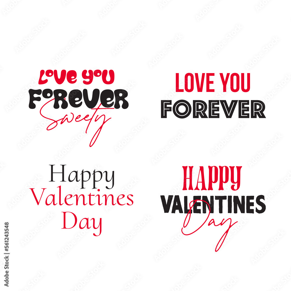 Happy Valentines day typography set. Vector text design. Usable for banners, greeting cards, gifts etc. 14 february Happy Valentines day typography set. Vector text design. Usable for banners, greeting cards, gifts etc. 14 february