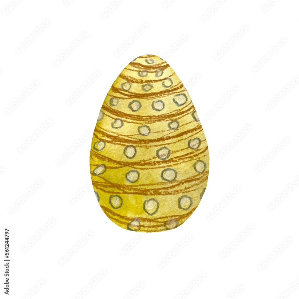 Easter egg yellow textured a watercolor sketch Easter egg yellow textured a watercolor sketch