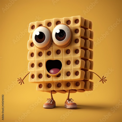 Cute Cartoon Waffle Charact...