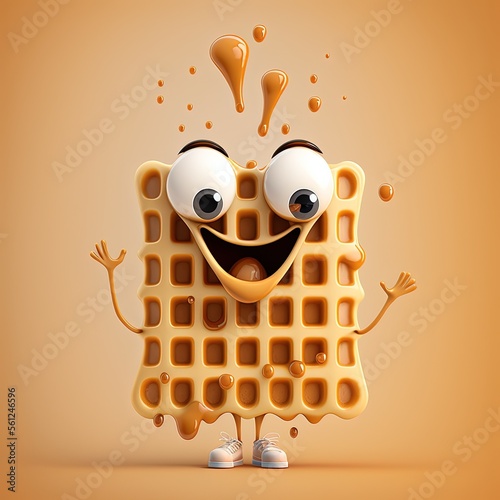 Cute Cartoon Waffle with Sy...