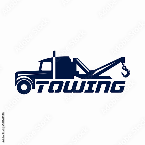 towing car illustration logo design template