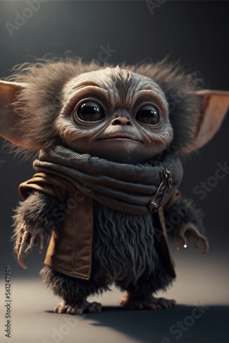 3d illustration cute funny troll gremlin gizmo