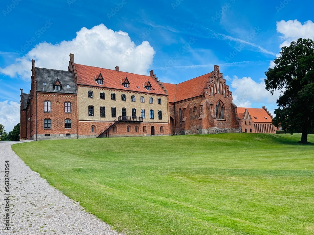 Red brick abbey and church, Danish Christianity  