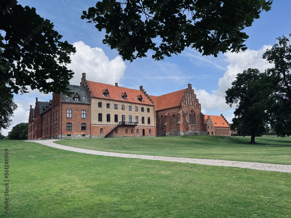 Red brick abbey and church, Danish Christianity  