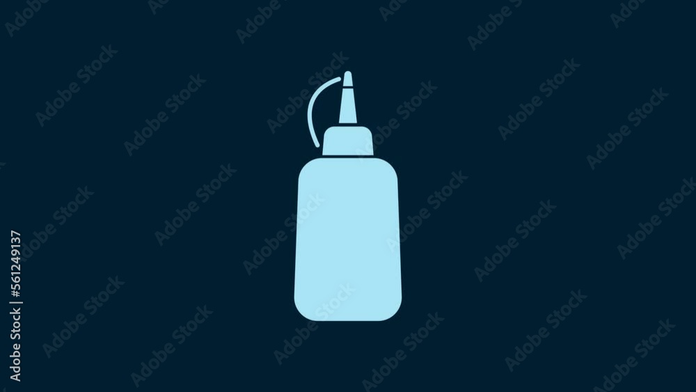 White Mustard bottle icon isolated on blue background. 4K Video motion graphic animation