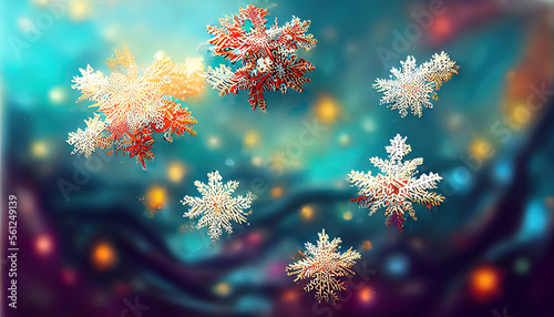 abstract winter background with snowflakes