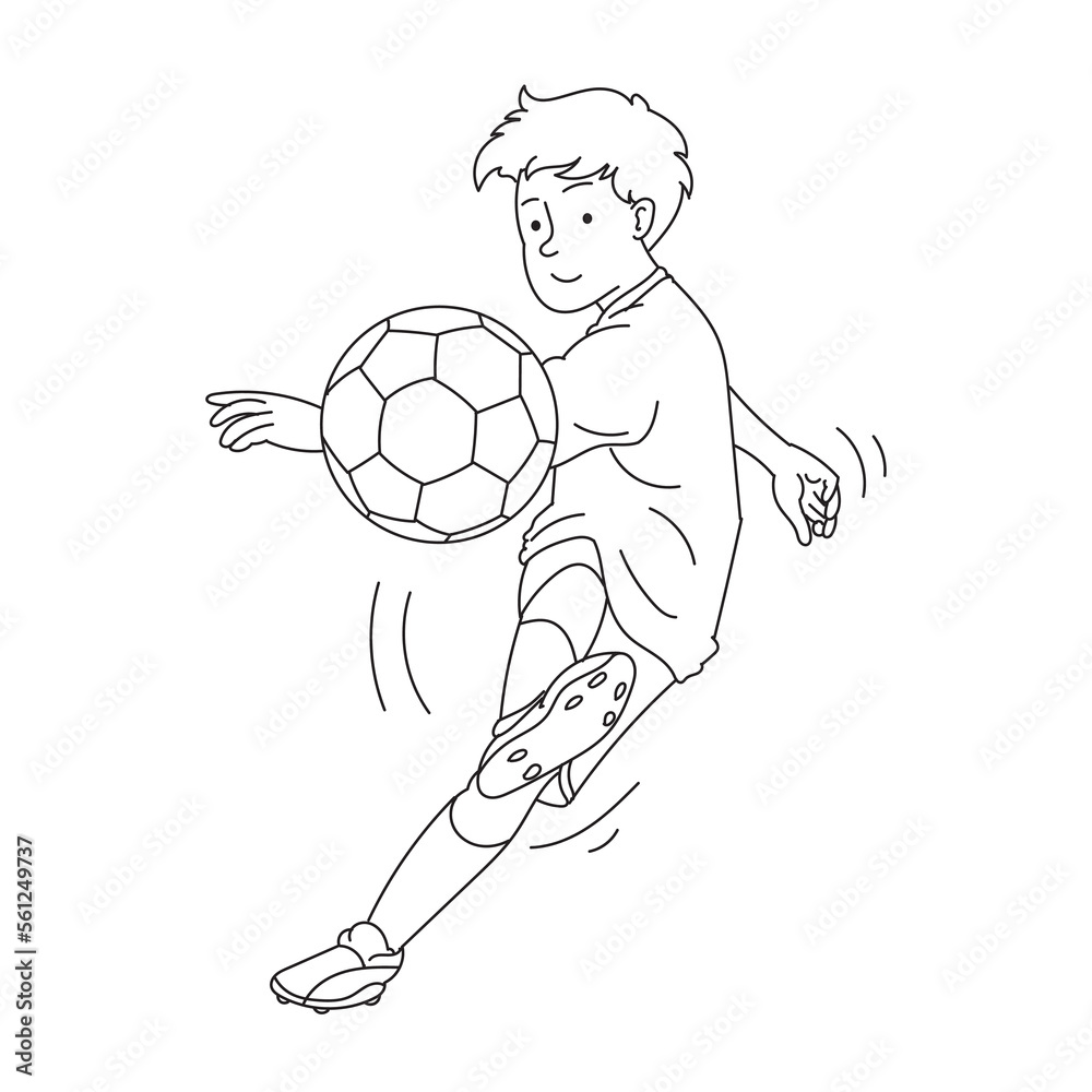 boy kick ball doodle art