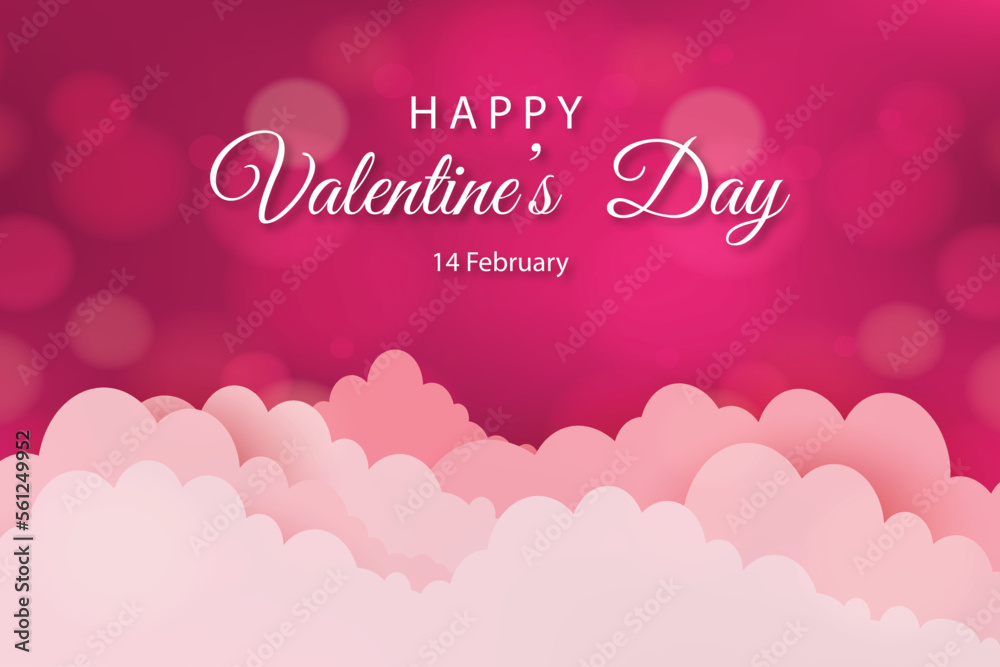 Happy Valentine's Day Background With Cloud