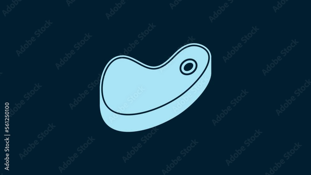 White Steak meat icon isolated on blue background. 4K Video motion graphic animation White Steak meat icon isolated on blue background. 4K Video motion graphic animation