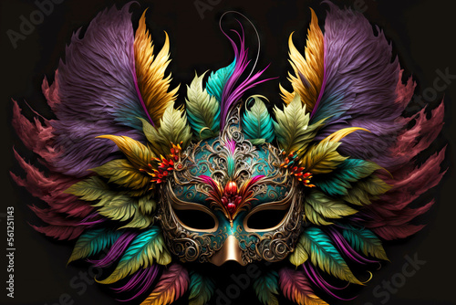 Papier peint mardi gras mask with colored plumage