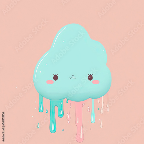 Cute doodle flat or 3d background with pastel color. Generative ai.