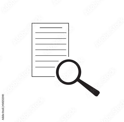 illustration of a magnifying glass icon above a document, the concept of searching for a document file